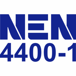 Logo NEN 4400-, in blauwe letters en witte achtergrond