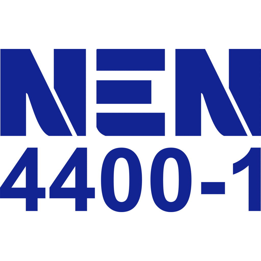 Logo NEN 4400-, in blauwe letters en witte achtergrond